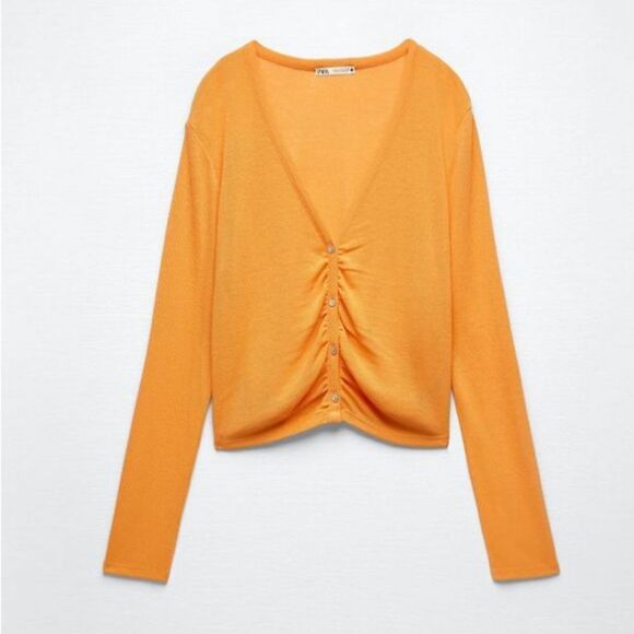 ZARA BUTTONED RUCHED JACKET - Picture 6 of 8